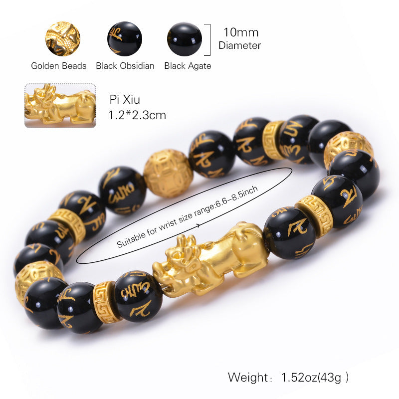 Men And Women Imitation 3D Hard Pure Gold Natural Agate Stone Bracelet