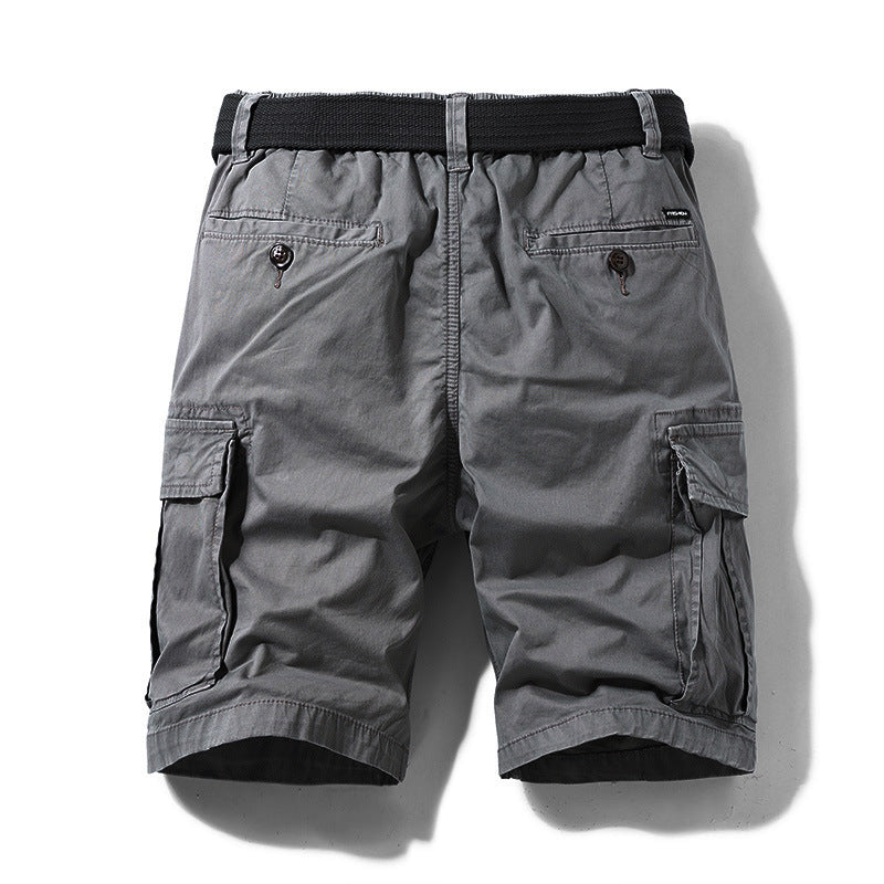 Micro Elastic Multi-pocket Workwear Loose Straight Casual Shorts