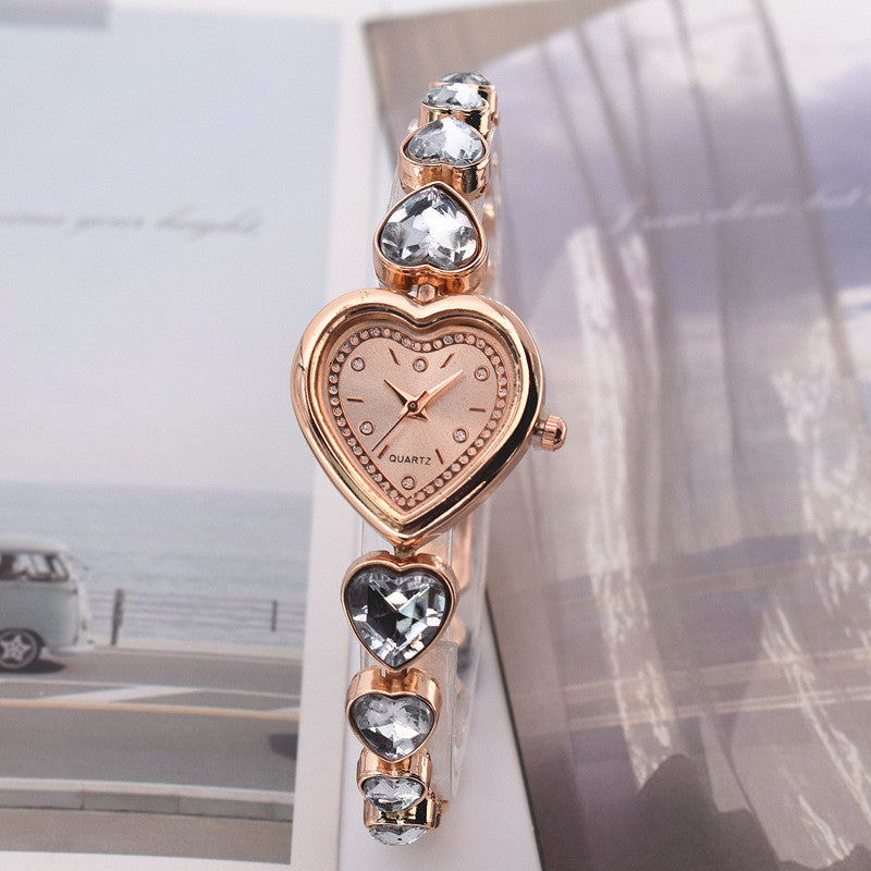 Women's Heart-shaped Diamond Watch Minority Fashion Love Women's Quartz Watch