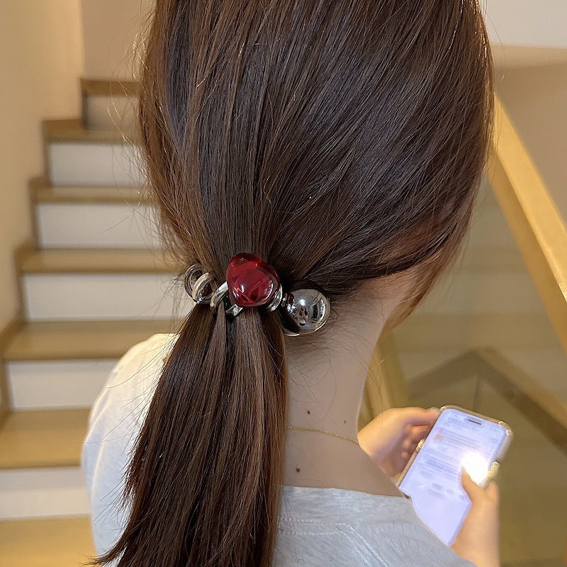Simple Graceful Red Love Phone Line Hair Ring