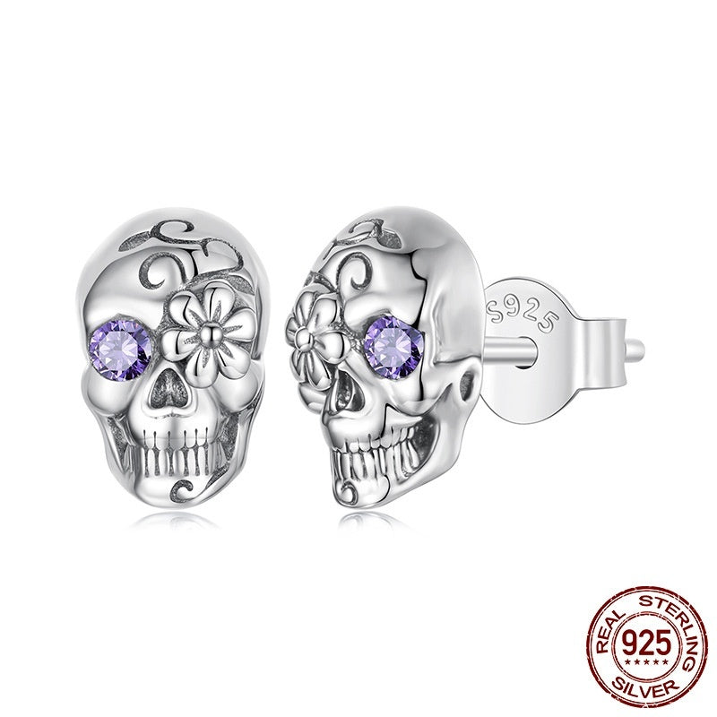 Mysterious S925 Sterling Silver Dark Style Stud Earrings