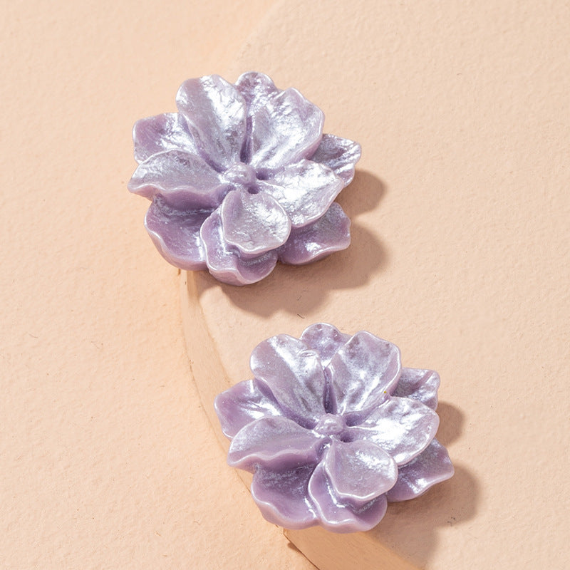 Transparent Resin Gold-foil Roses Stud Earrings