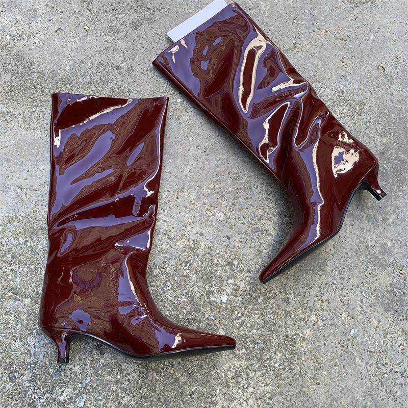 Women's Solid Color Fashion All-match Outer Wear High Tube Pointed Boots