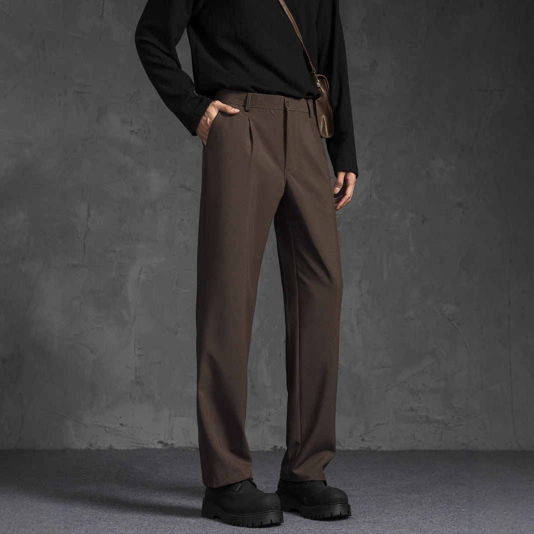Black Loose Drooping Straight Casual Suit Pants