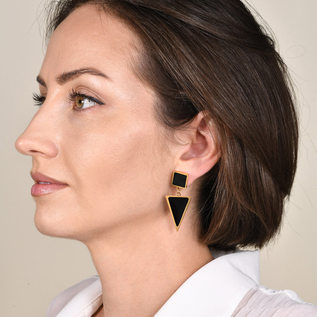 Stainless Steel Triangle Earrings Gold Simple Metal Geometry