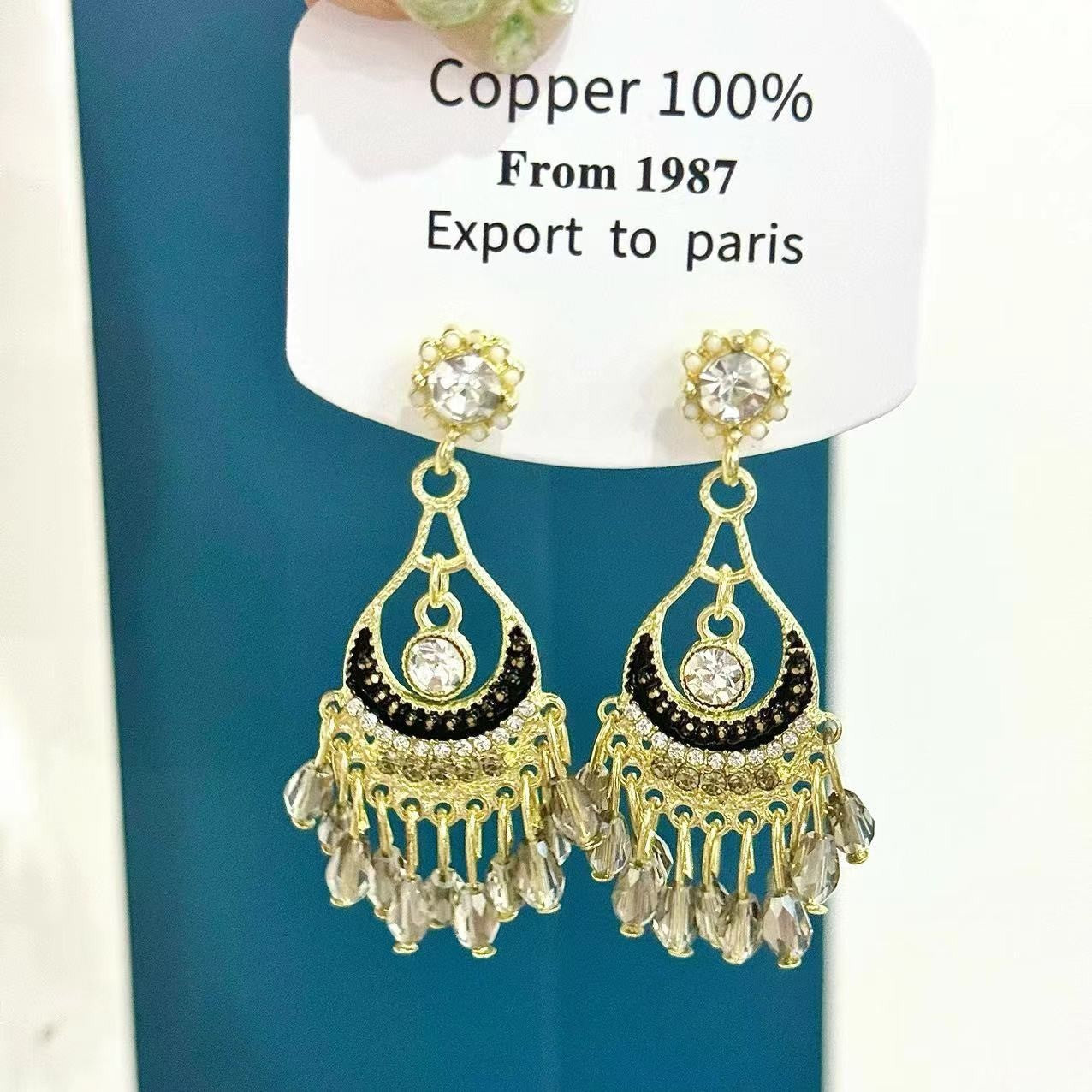 Sterling Silver Needle Light Luxury Tassel Earrings Banquet Style High-grade Long Earrings