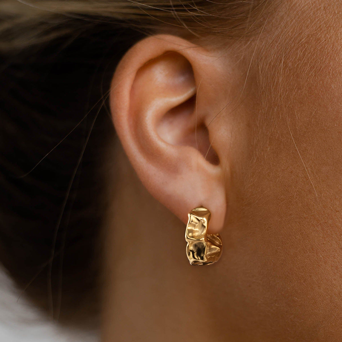 Jieding European And American Stainless Steel C-shaped Ear Studs Light Luxury High Sense