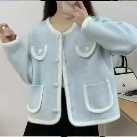 AutumnWinter New Arrival French Chic Mink Fur High-End Elegant Knitted Cardigan