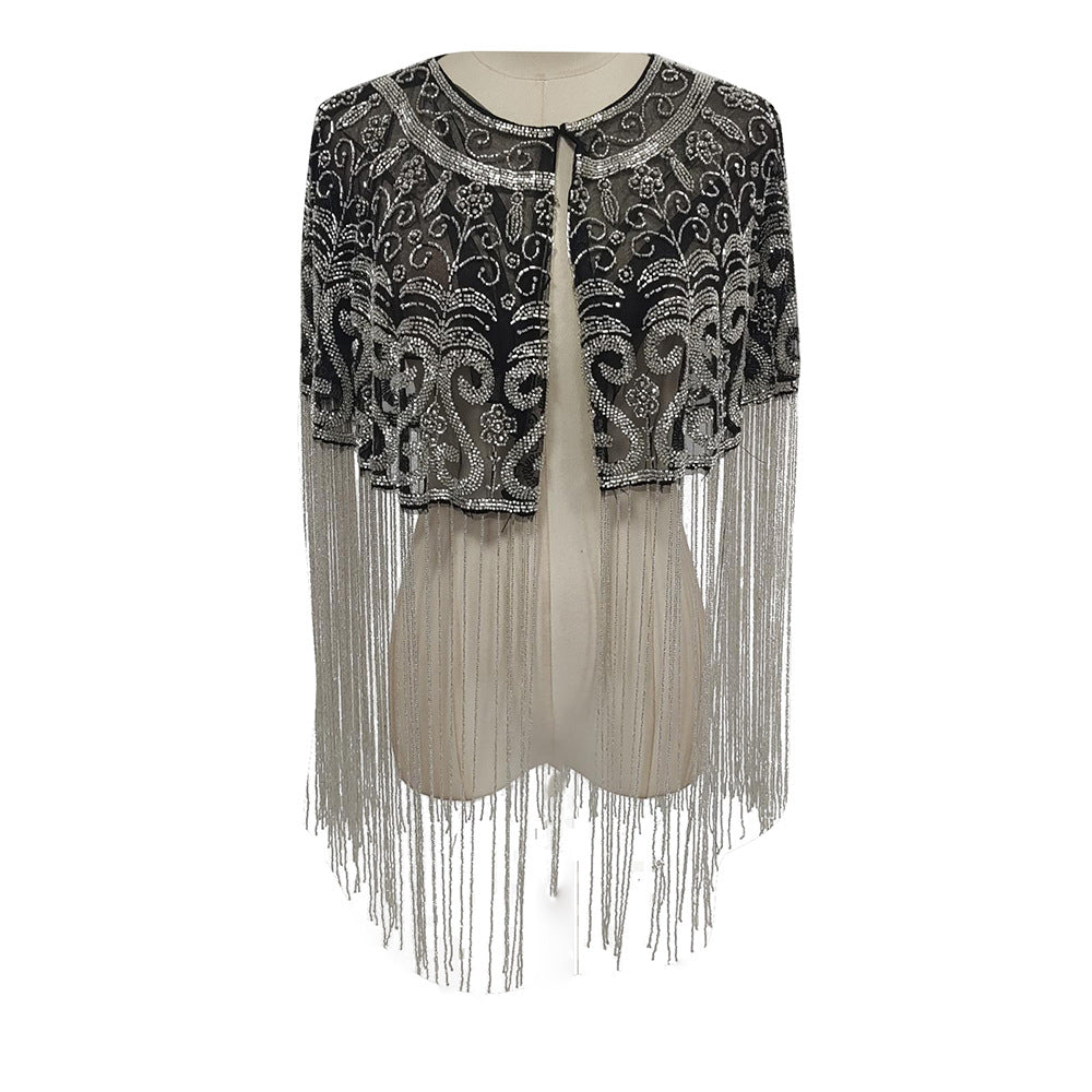 Heavy-duty Beaded Tassel Design Shawl Coat