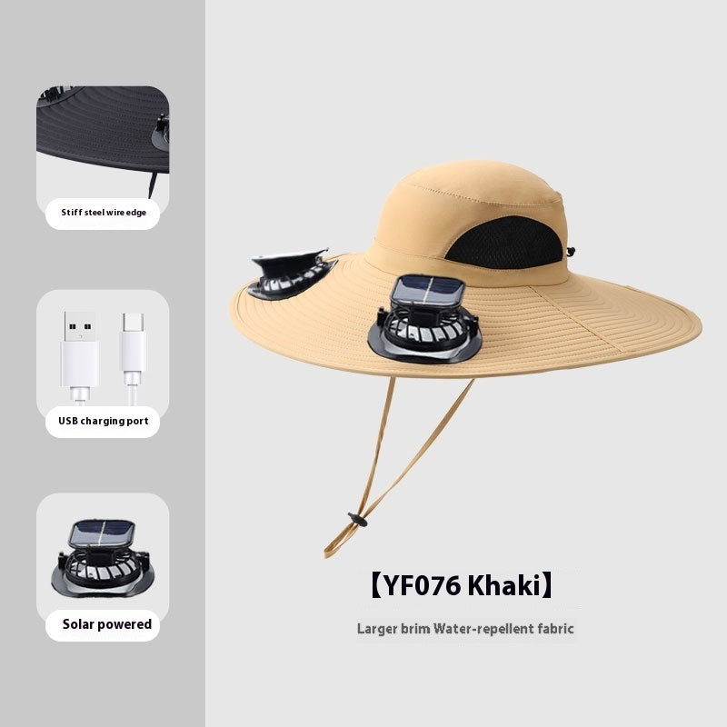 Solar Sunshade Cap With Fan Men's Outdoor Mountaineering Fishing Hat
