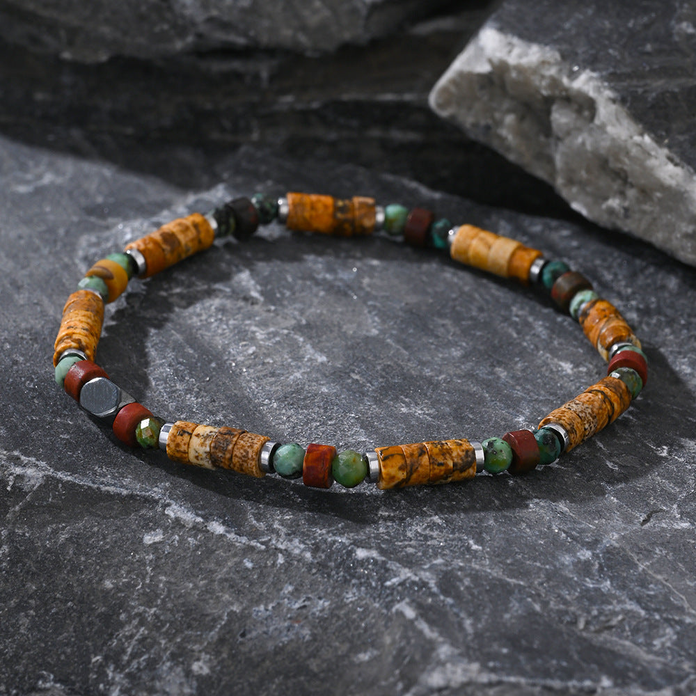 Natural Semi-precious Stone Beads String Men's Bracelet