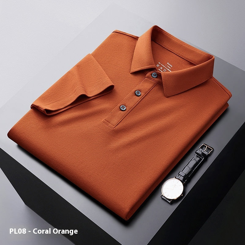 Cool Polo Shirt Men's Solid Color Polo Collar Business Casual Short-sleeved T-shirt