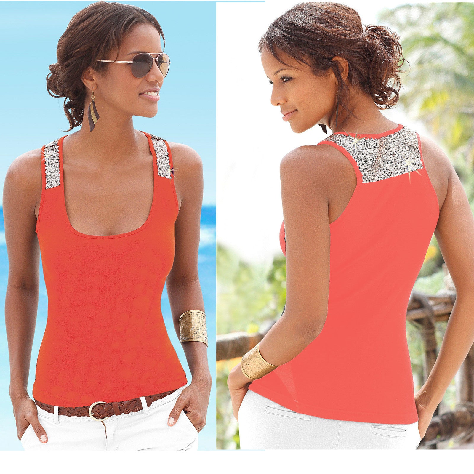 European And American Stitching Milk Silk Square Neck Sleeveless Top Sexy