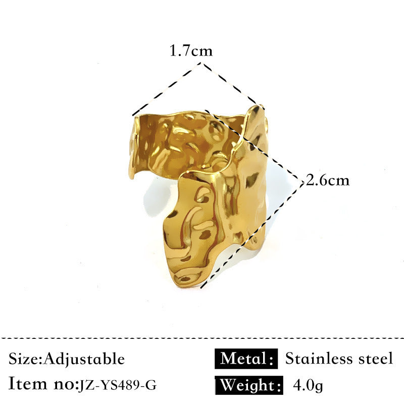 Glossy Stainless Steel Plated 18K Gold Simple Ring