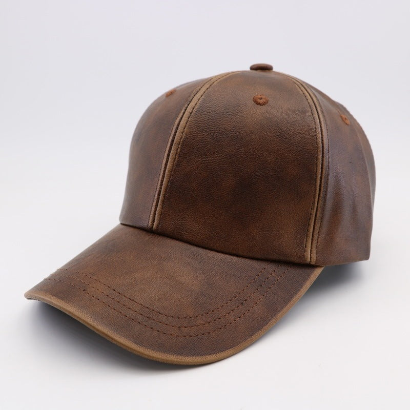 Washed And Worn PU Fashion All-match Street Travel Hard Top Peak Cap Baseball