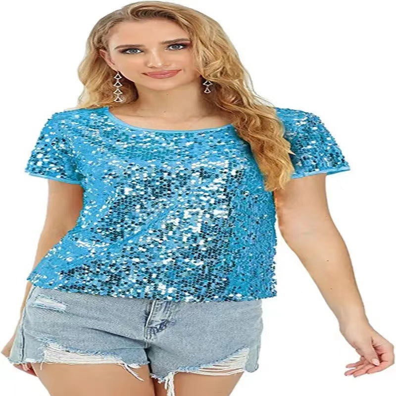Crew-neck Fashionable Slim-fit Short-sleeve Casual Party Top