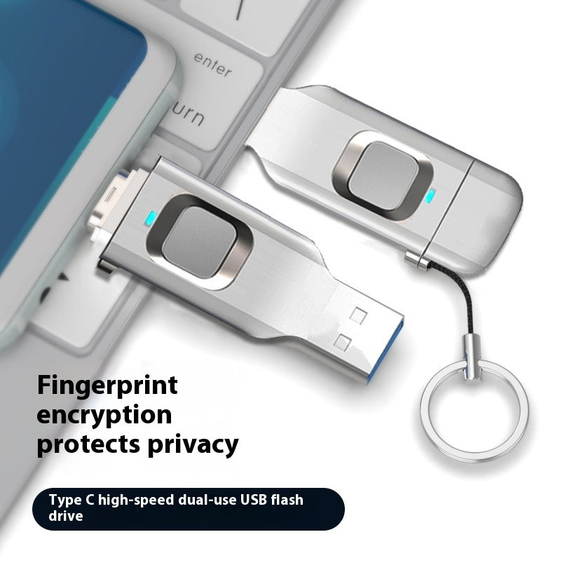 Fingerprint USB Disk Encrypted Data Security Computer Cellphone Dual-use