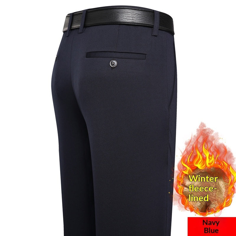 Autumn And Winter Thick High-elastic Fleece-lined Men's Pants