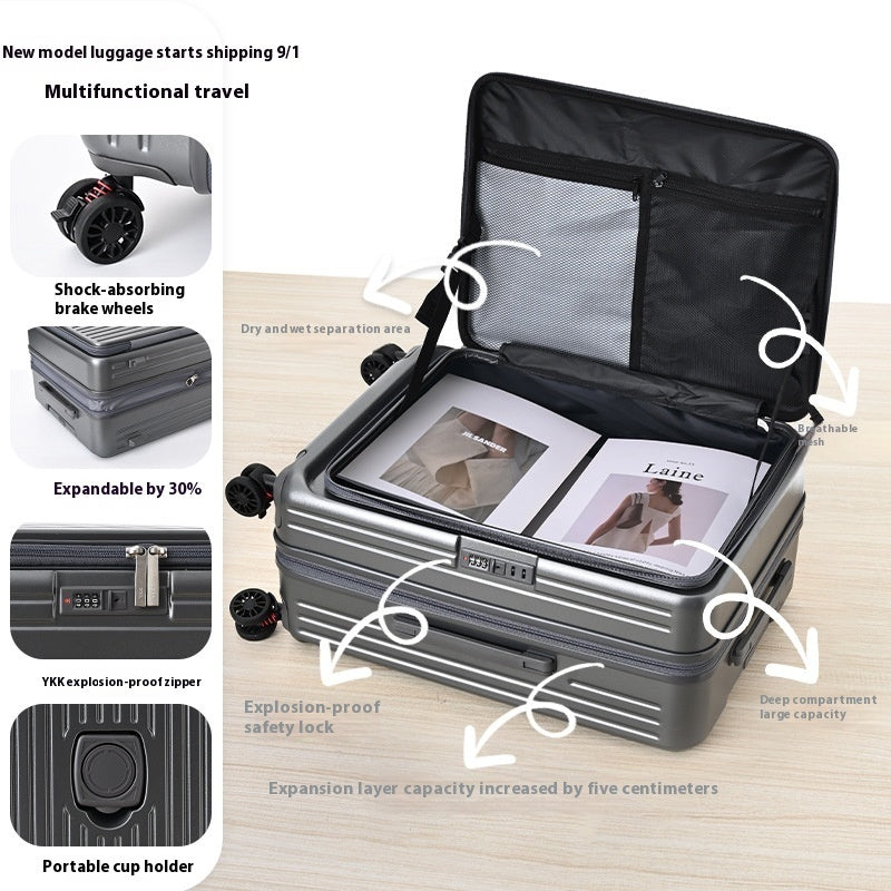 Three-piece Side Opening Expandable Large Capacity Suitcase
