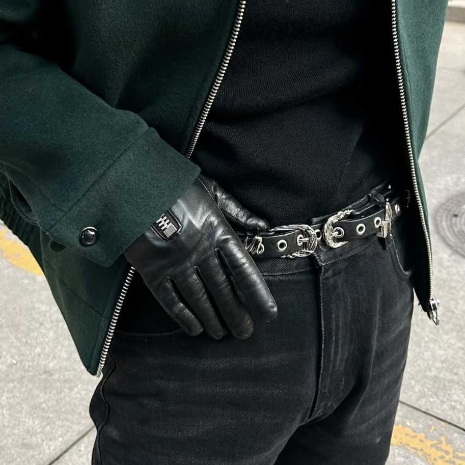 Double-headed Western Lily Retro Commuter Cowhide Belt