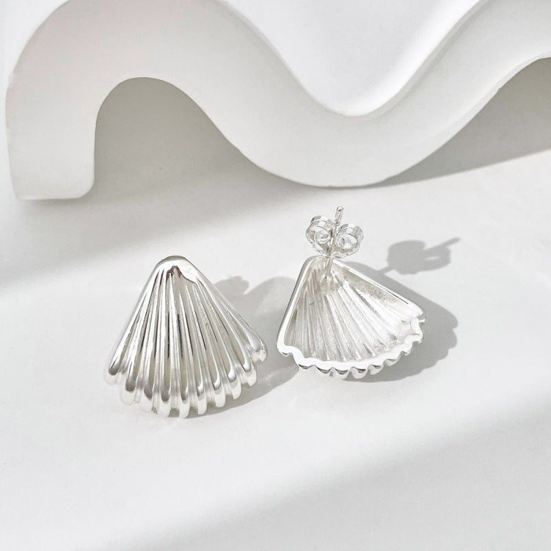 S925 Sterling Silver Stud Earrings For Women Niche Design Shell