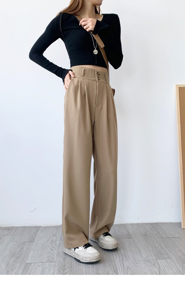 High Waist Drooping Plump Girls Pear Shapes Suit Pants