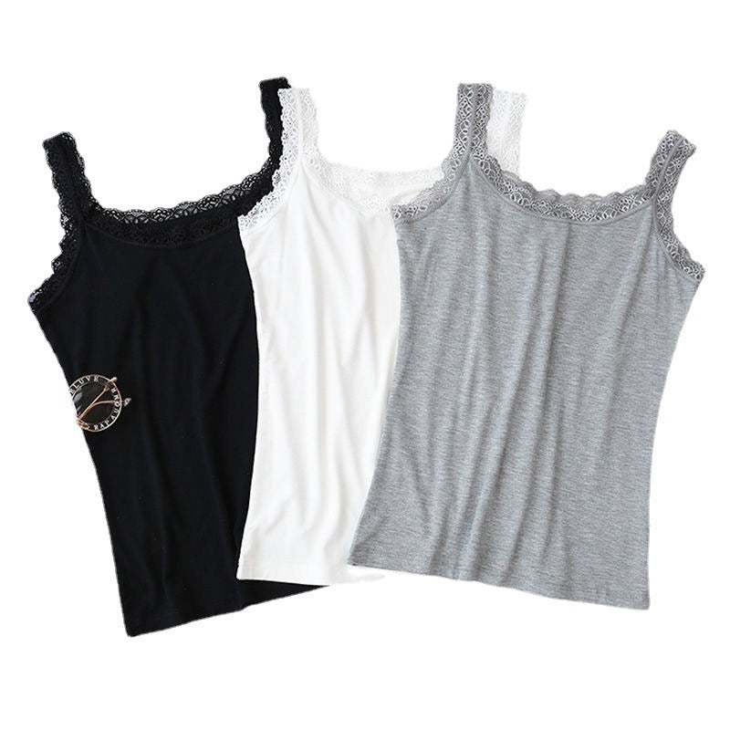 Sweet Lace Edge Splicing Sling Vest For Women