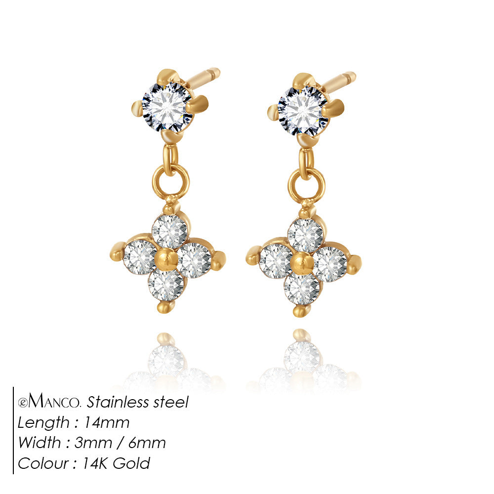 Women's Simple Fashion Zircon Flower Earrings