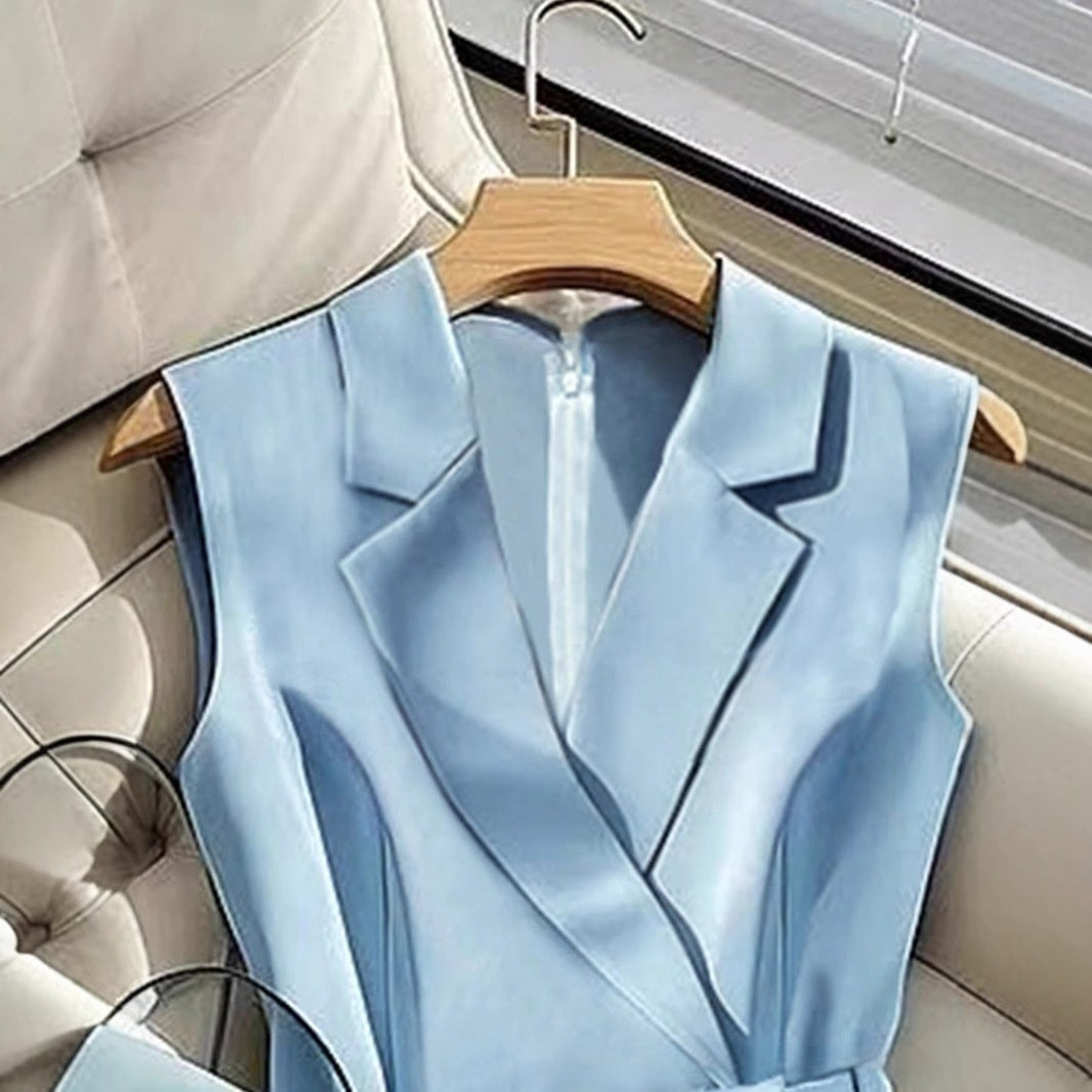 Women's Belted Vest Straight-leg Pants Fashion Set