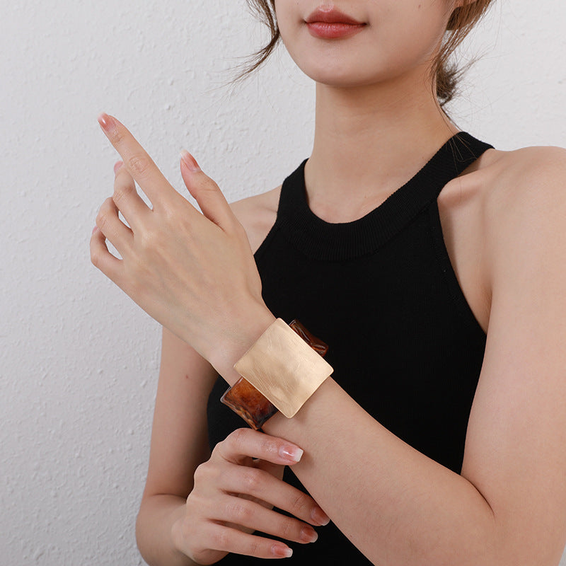 Original Geometric Brushed Square Metal Advanced Simple Elegant Bracelet