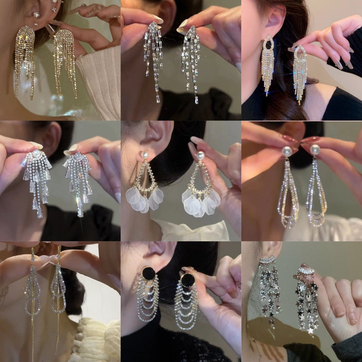 Sterling Silver Needle Light Luxury Tassel Earrings Banquet Style High-grade Long Earrings