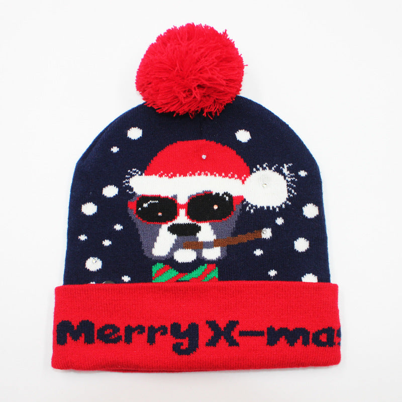 Holiday Party Christmas LED Luminous Knitted Jacquard Knitted Hat