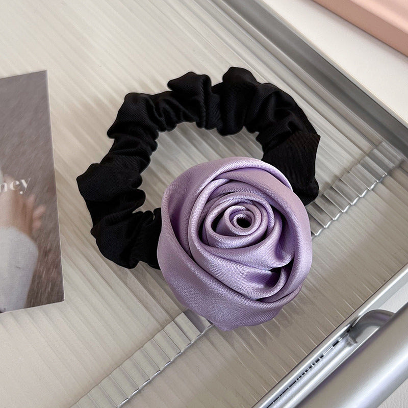 Handmade Satin Rose Hair Ring Headdress High Elasticity