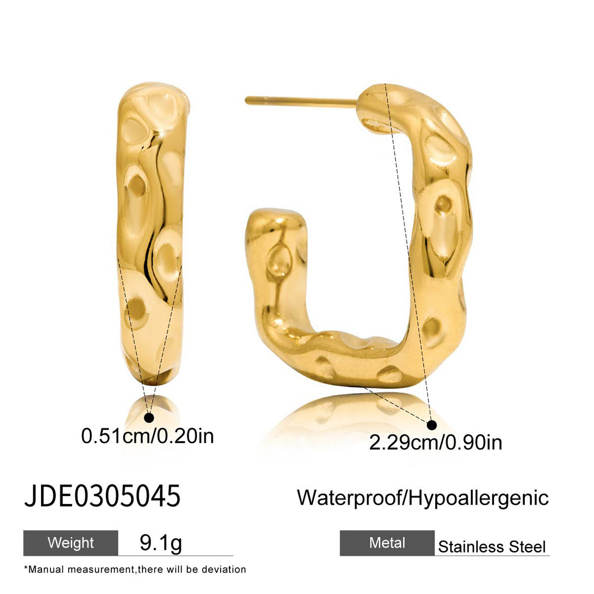 Jieding European And American Stainless Steel C-shaped Ear Studs Light Luxury High Sense