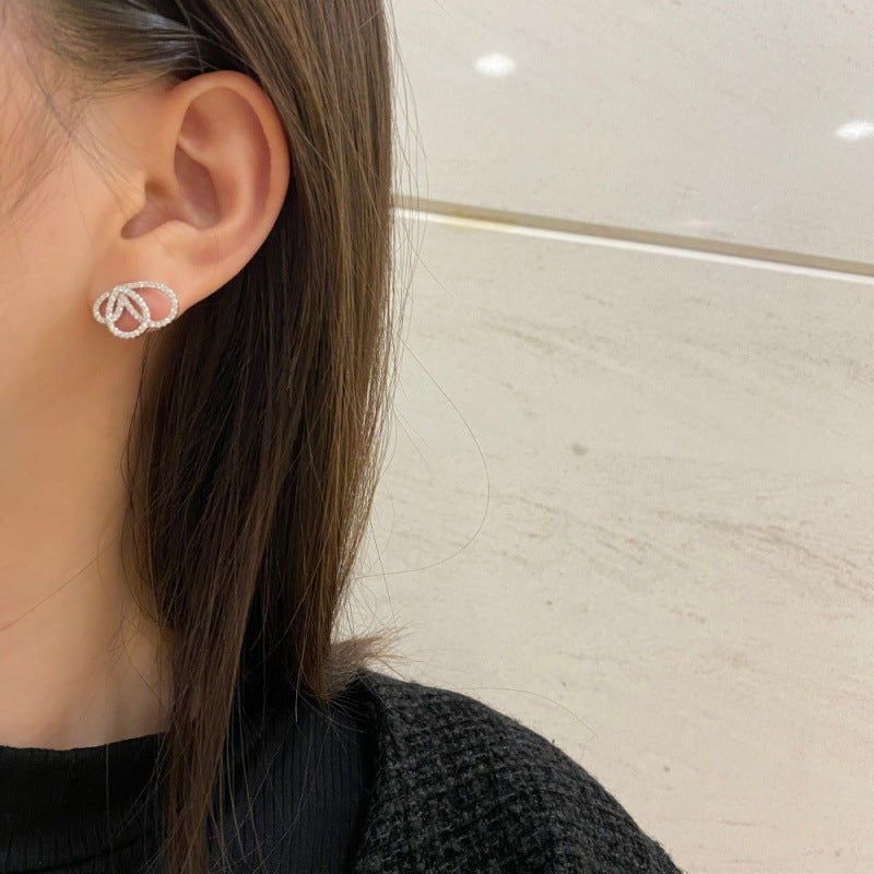 Jewelry S925 Sterling Silver Butterfly Studs Women's Diamond