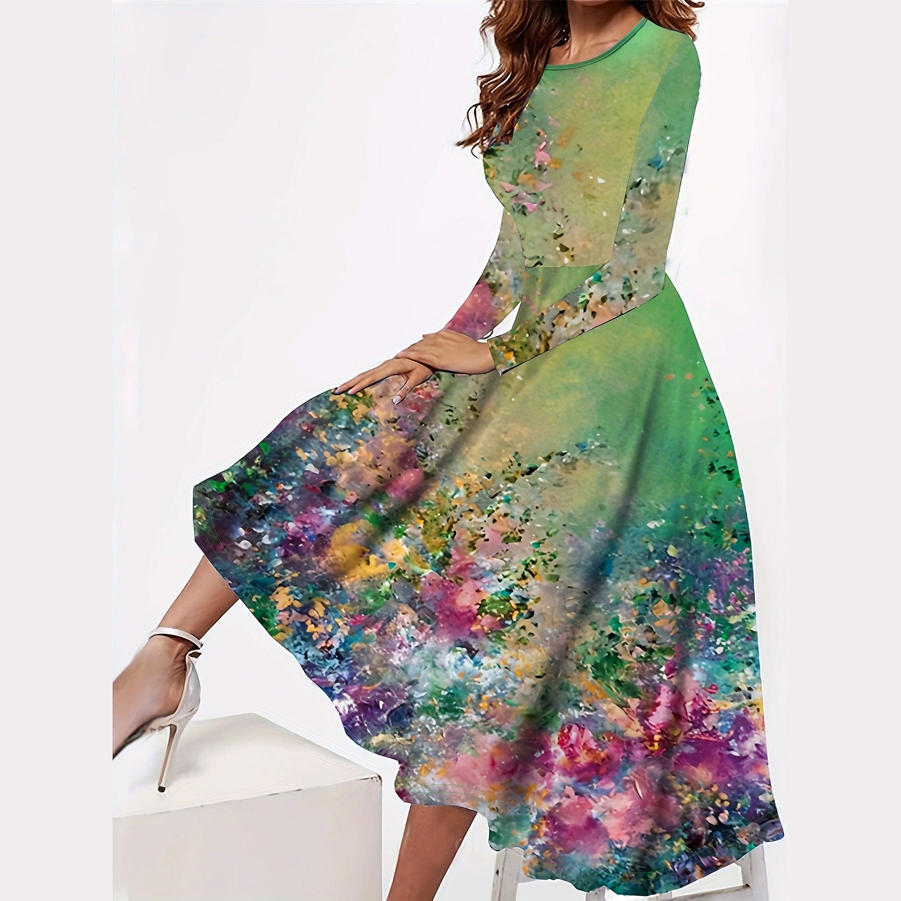 Women's Christmas Elements Floral Print Swing Dress