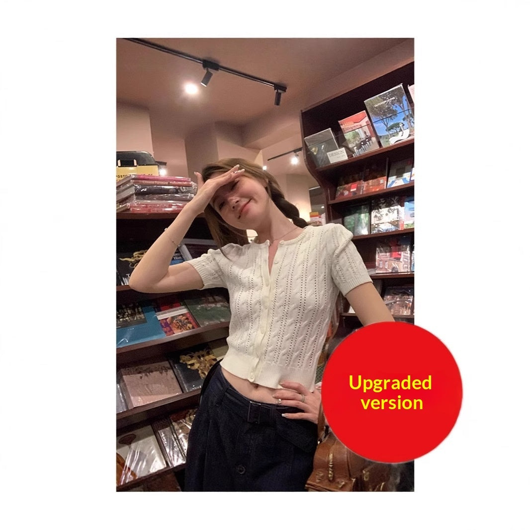 Korean-style Casual Slimming Short-sleeve Knit Top For Women