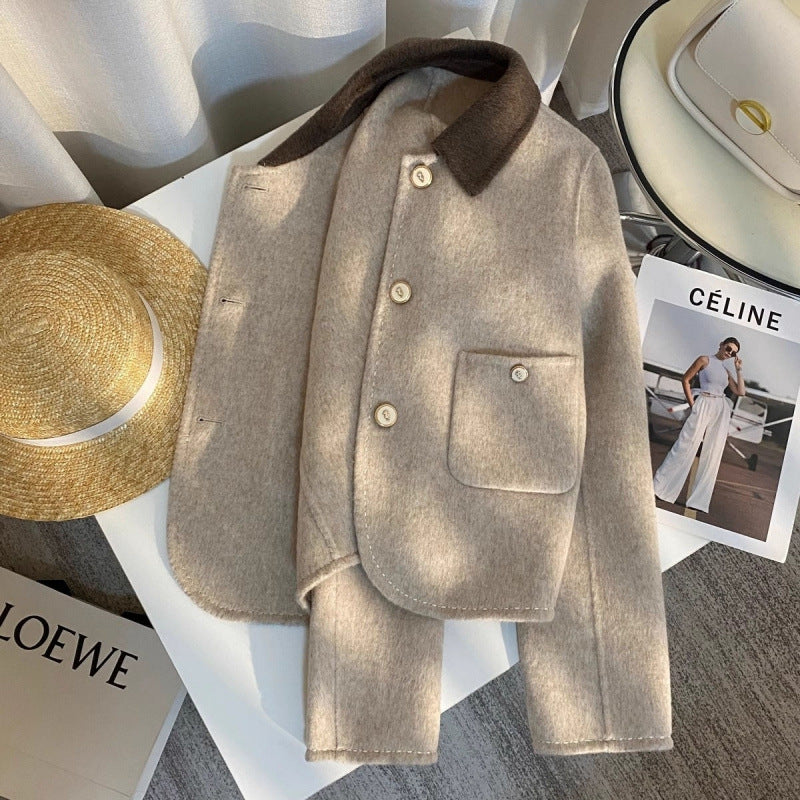 French Style Kafuu Beige Double-sided Coat For Women