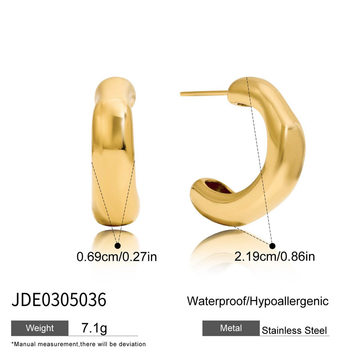 Jieding European And American Stainless Steel C-shaped Ear Studs Light Luxury High Sense