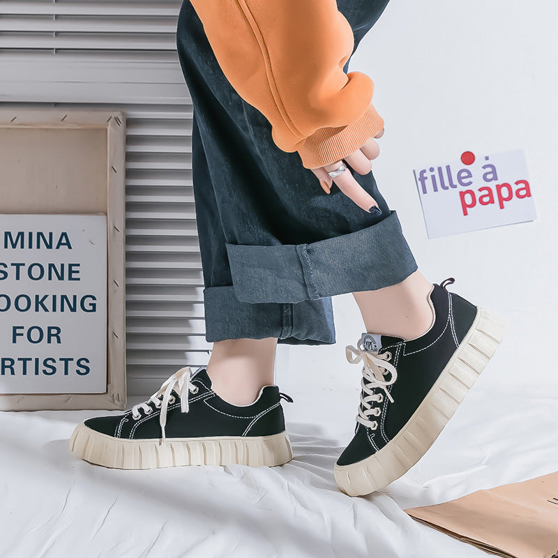 Retro Korean Type All-Match Platform Big Toe Sneakers For Women