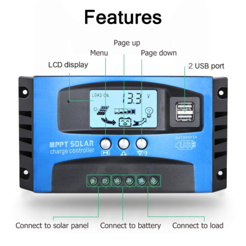 16.7X8.4X6.6 12V 24V Solar Panel Battery Regulator Charge Controller MPPT Auto Tracking