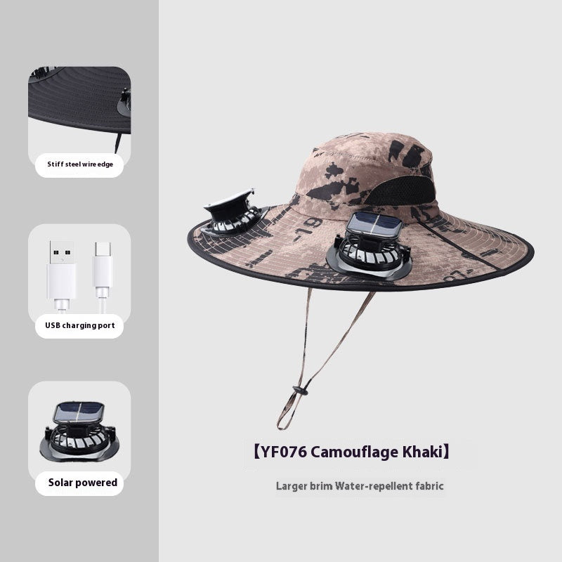 Solar Sunshade Cap With Fan Men's Outdoor Mountaineering Fishing Hat