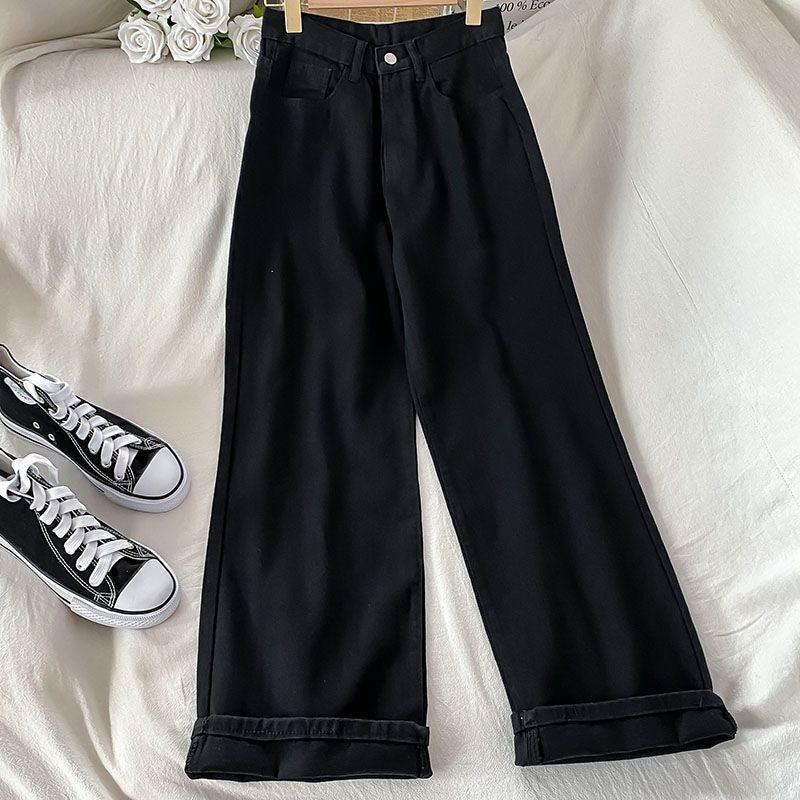 All-match High Waist Loose Outer Wear Trousers Straight Drooping Mop Pants