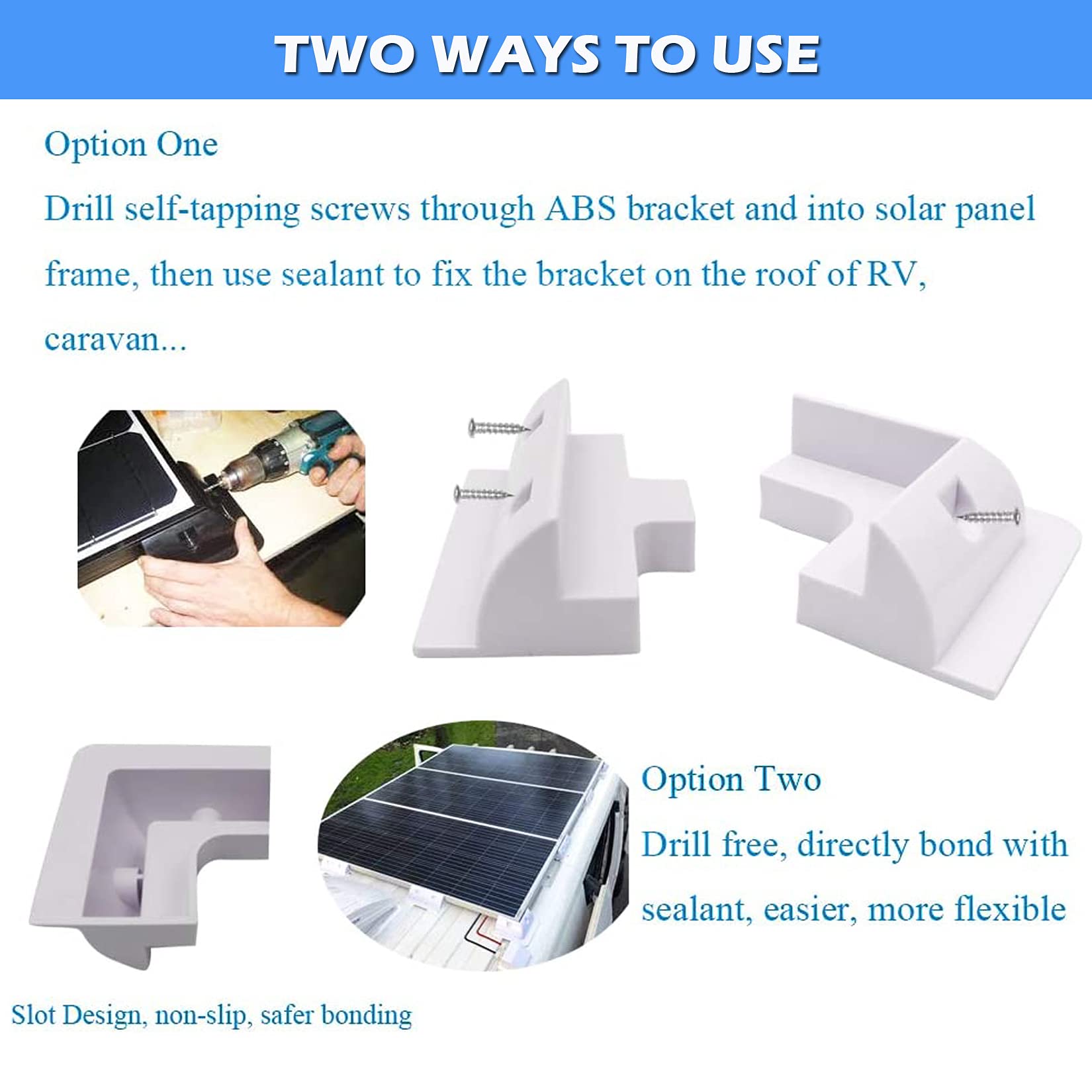 4pcs  Solar Panel Mounting Bracket Kit-Boat Caravan Camper Van RV Roof Mount