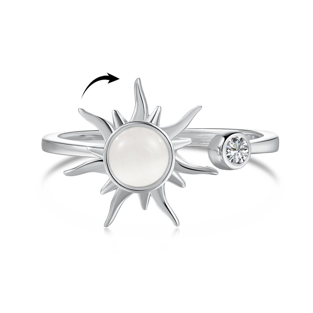 S925 Sterling Silver Flowers Diamond Decompression Rotatable Fashion Ring