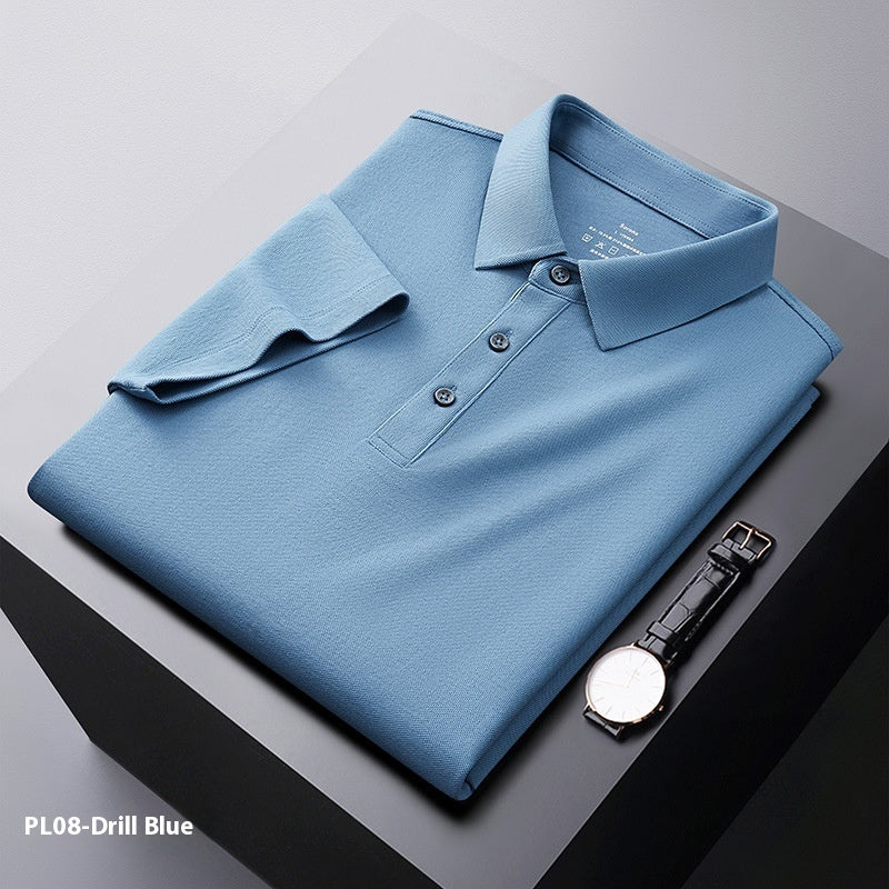 Cool Polo Shirt Men's Solid Color Polo Collar Business Casual Short-sleeved T-shirt