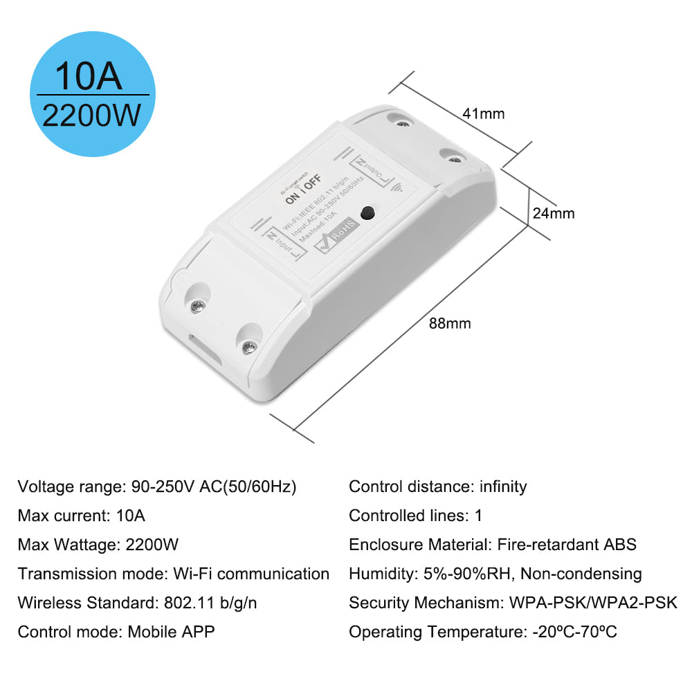 Wifi 10A 2200W Wireless Remote Timer White