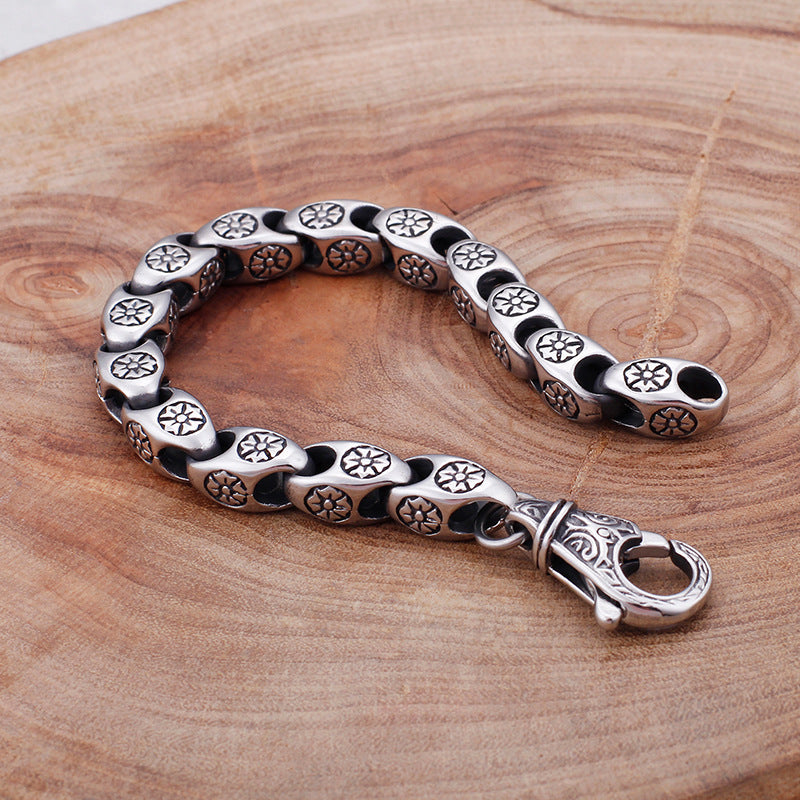 Stainless Steel Flower Cutout Titanium Steel Men's Bracelet