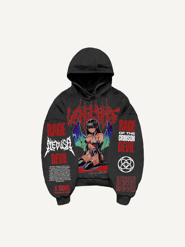 Men's Printed Hooded Loose Retro Sweatshirt