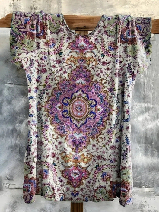 Fashion Digital Printing Loose Casual Women's Top
